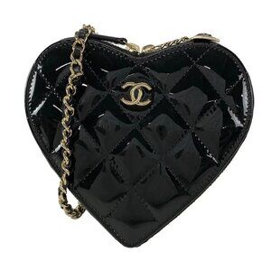CHANEL - AP3295 Black Patent Leather Shoulder Bag Gold hardware